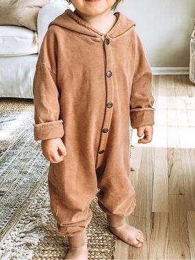 Little Urban Apparel toddler Dusty Rose Snap-Front Hooded Romper